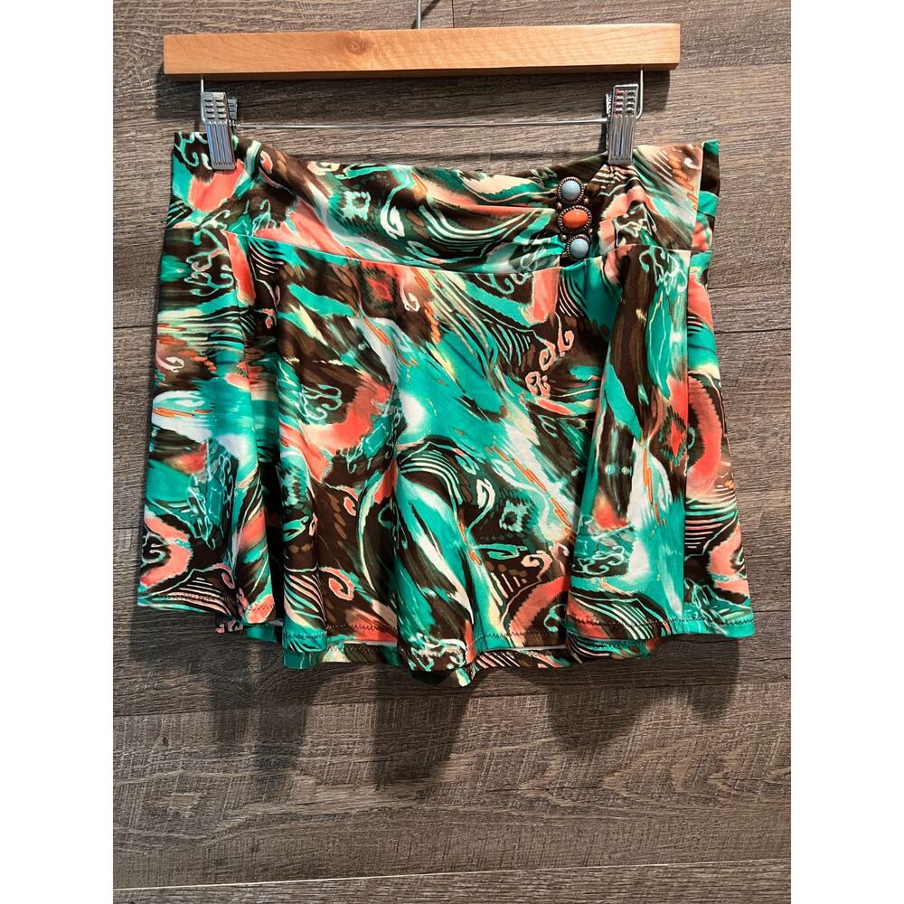 Becca by Rebecca Virtue Swim Cover Up Skirt Size M/L Multicolor Boho Print NWT